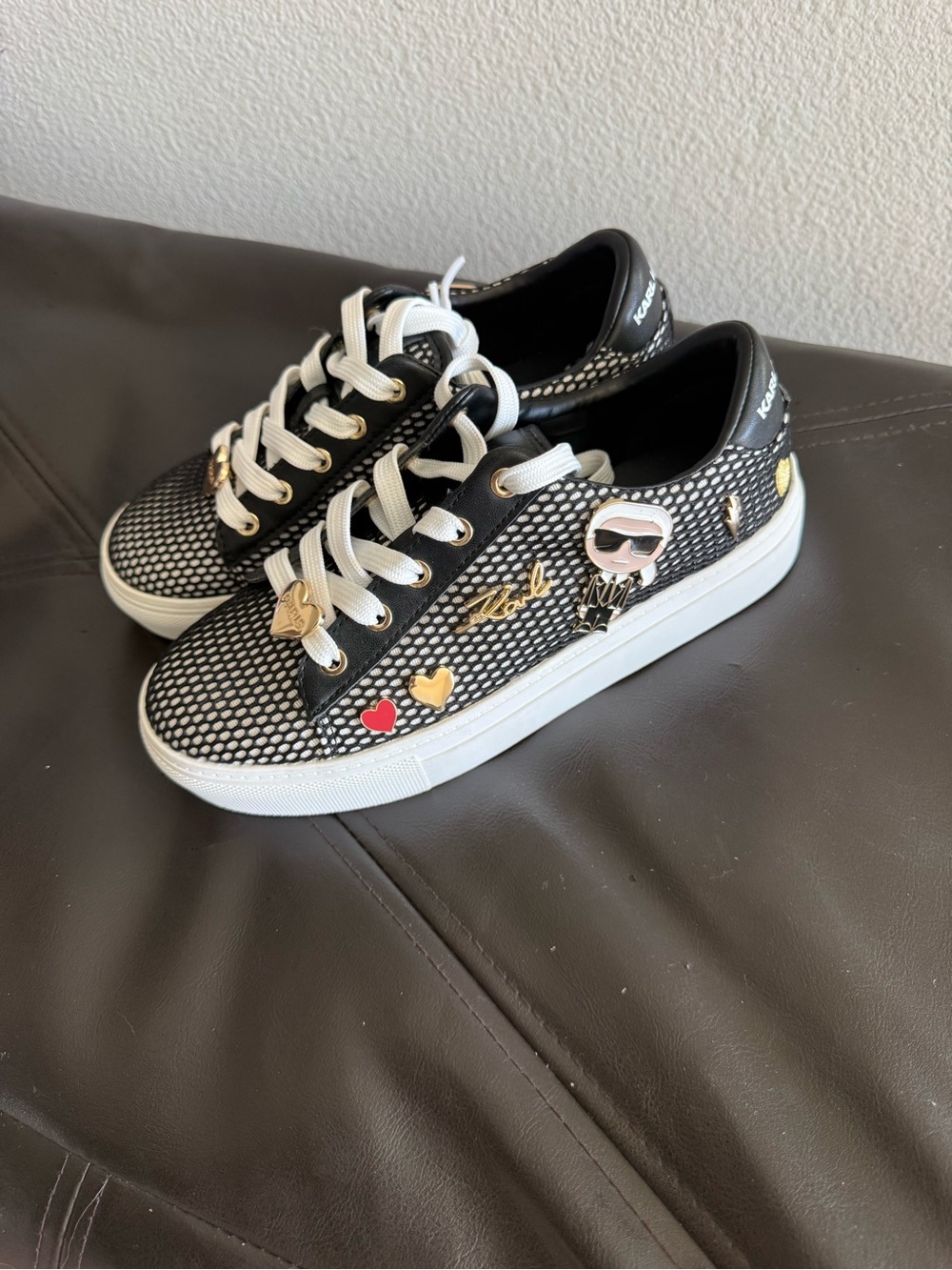 Karl Lagerfeld Black and White Sneaker with Charms